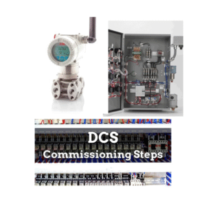 DCS commissioning steps graphic with instrument and panel images
